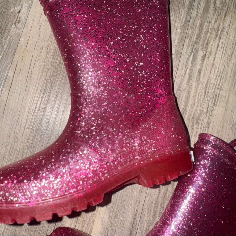 Glittery Pink Kids Rain Boots
